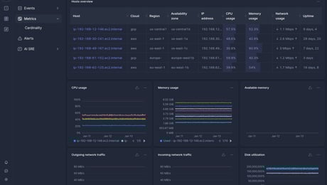Screenshot of dashboard template