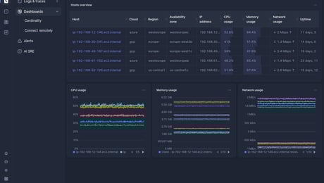Screenshot of dashboard template
